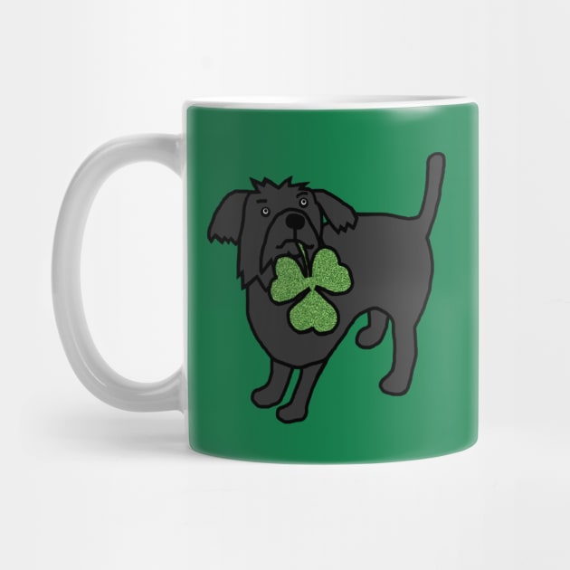 Dog Holding Shamrock for St Patricks Day by ellenhenryart